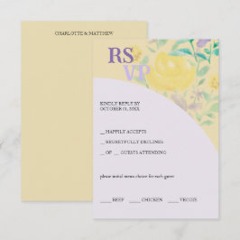 Schattigee Lila Geel Groene Bloemen Waterverf RSVP Kaartje