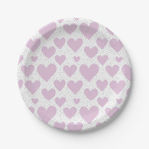 Schattigee Lila harten en Confetti Pattern Party Papieren Bordje