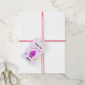 Schattigee lila kat cadeaulabel (Met Touw)