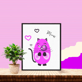 Schattigee lila kat canvas afdruk