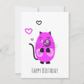 Schattigee lila kat feestdagenkaart (Voorkant)