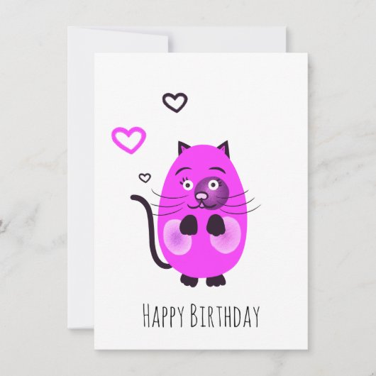 Schattigee lila kat feestdagenkaart (Voorkant)