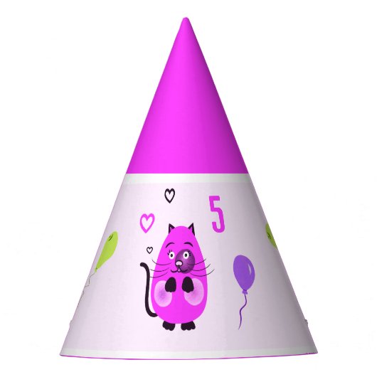 Schattigee lila kat feesthoedjes (Voorkant)