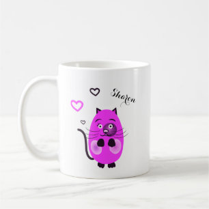Schattigee lila kat koffiemok