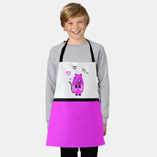 Schattigee lila kat schort (Gedragen)