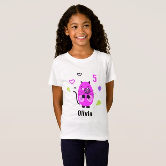 Schattigee lila kat t-shirt (Voorkant volledig)