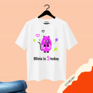 Schattigee lila kat t-shirt