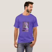 Schattigee lila kat verkleed T-shirt (Voorkant volledig)