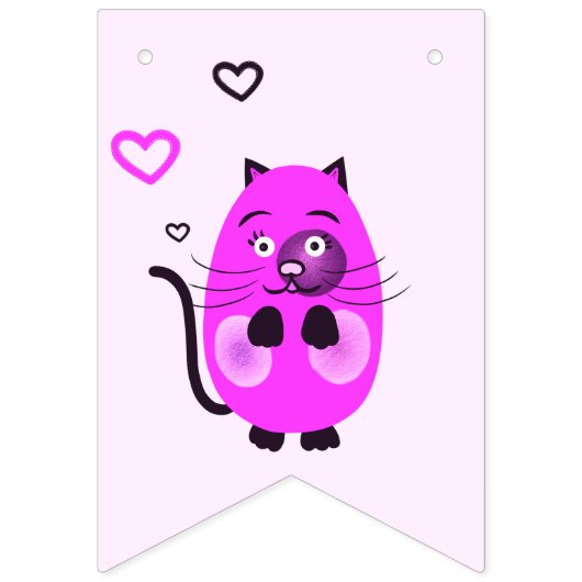 Schattigee lila kat vlaggetjes (Eerste vlag)