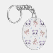 Schattigee Lila Panda Pattern Sleutelhanger – Kawa (Voorkant Links)