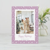 Schattigee Lila Prettige feestdagen Kaart Sterrenf (Staand voorkant)