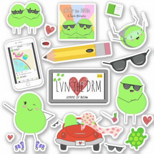 Schattigee Lima Bean Stickers (Voorkant)