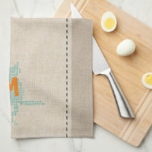 Schattigee Linnen Look Mint Monogrammed Kattenhand Theedoek (Quarter Fold)