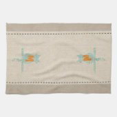 Schattigee Linnen Look Mint Monogrammed Kattenhand Theedoek (Horizontaal)