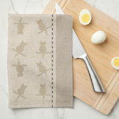 Schattigee linnen look monogrammed grappige katten theedoek (Quarter Fold)