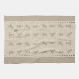 Schattigee linnen look monogrammed grappige katten theedoek