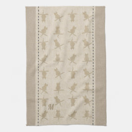 Schattigee linnen look monogrammed grappige katten theedoek