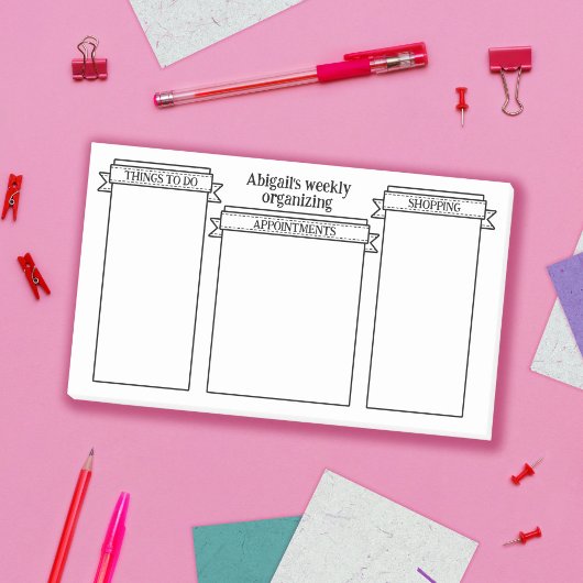 Schattigee lintlabels Jouw naam Organiseer uw week Post-it® Notes