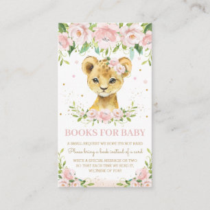 Schattigee Lion Cub Blush Roze Bloemen Boeken voor Informatiekaartje