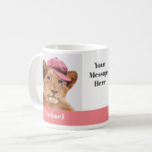 Schattigee Lion Cub Personaliseer naam en bericht Koffiemok (Voorkant links)