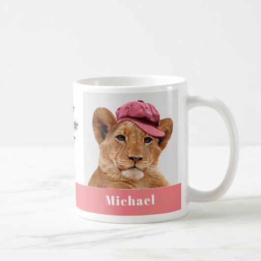 Schattigee Lion Cub Personaliseer naam en bericht Koffiemok (Rechts)