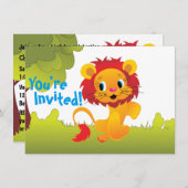 Schattigee Lion Cub verjaardagsfeestje uitnodiging (Voorkant / Achterkant)