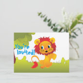 Schattigee Lion Cub verjaardagsfeestje uitnodiging (Staand voorkant)
