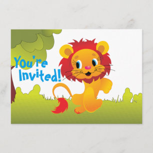 Schattigee Lion Cub verjaardagsfeestje uitnodiging