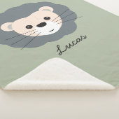 Schattigee Lion Illustration Sage Green Custom Bab Sherpa Deken (3/4)