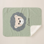 Schattigee Lion Illustration Sage Green Custom Bab Sherpa Deken (Voorkant (horizontaal))