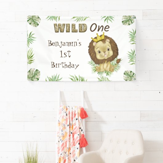 Schattigee Lion King 1e verjaardag Wild One Birthd Spandoek (Insitu)