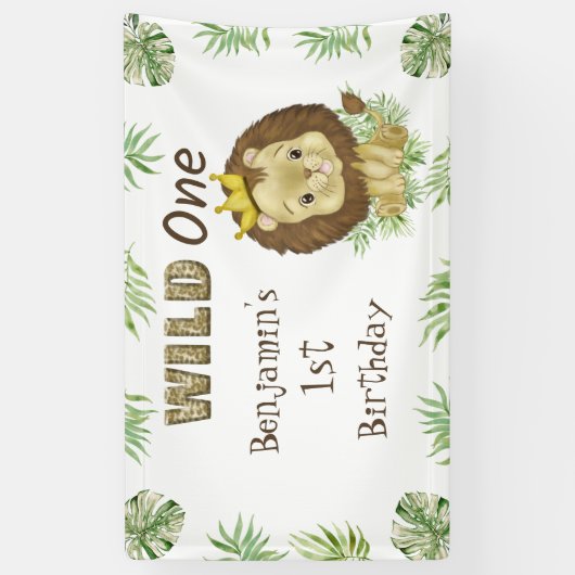 Schattigee Lion King 1e verjaardag Wild One Birthd Spandoek (Verticaal)