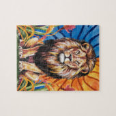 Schattigee Lion King Wild Animal Floral Waterverf Legpuzzel (Horizontaal)