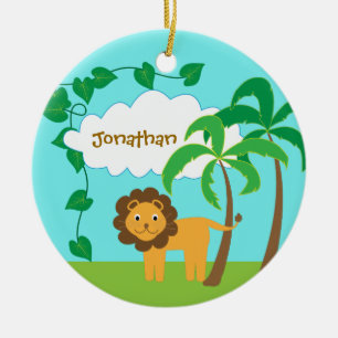 Schattigee Lion Oerwoud Palmbomen Keramisch Ornament