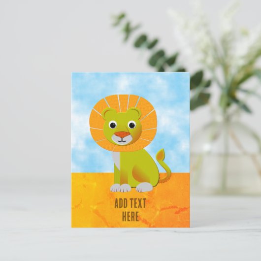 Schattigee Lion Tekening  Print Aangepast Briefkaart (Staand voorkant)