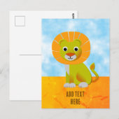 Schattigee Lion Tekening  Print Aangepast Briefkaart (Voorkant / Achterkant)