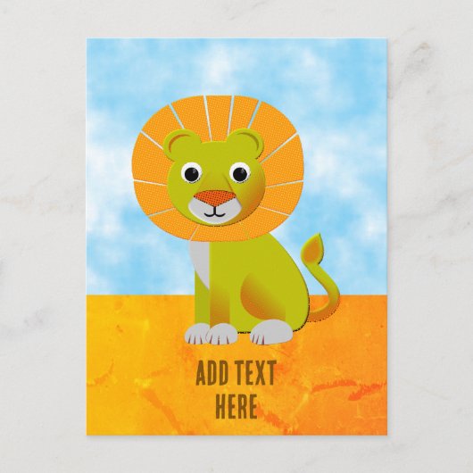 Schattigee Lion Tekening  Print Aangepast Briefkaart (Voorkant)
