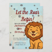 Schattigee Lion verjaardagsfeest uitnodiging voor (Voorkant / Achterkant)