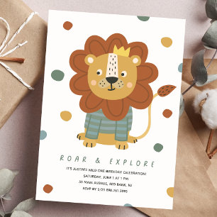 Schattigee Lion Wild One Animals Party 1e verjaard Kaart