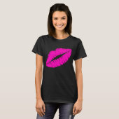 Schattigee Lipstick Kiss Hot Pink Lips T-shirt (Voorkant volledig)