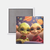 Schattigee Little Aliens Ork en Erk magneet (Voorkant / Achterkant)