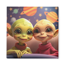 Schattigee Little Aliens Ork en Erk magneet