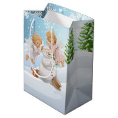 Schattigee Little Angels en Snowman Medium Gift Ba Cadeauzakje (Achterkant Gekanteld)