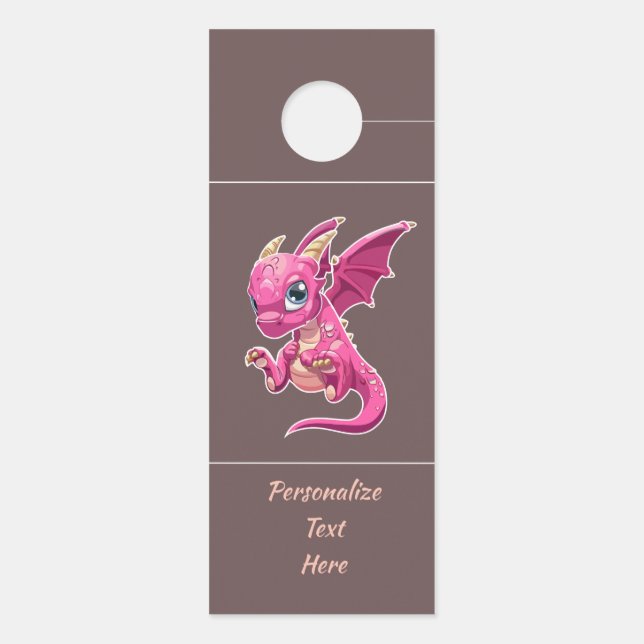 Schattigee Little Baby Dragon Paarse Roze Kind Kam Deurhanger (Achterkant)