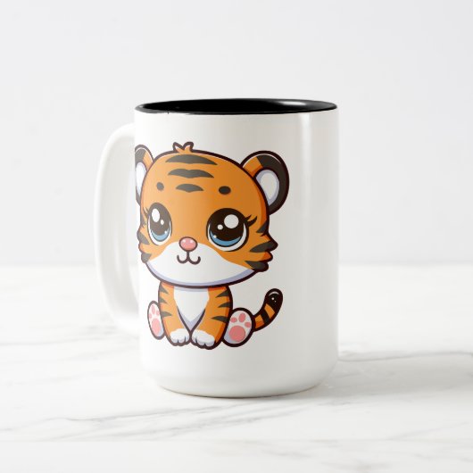 Schattigee Little Baby Tiger Cartoon Tweekleurige Koffiemok (Voorkant links)