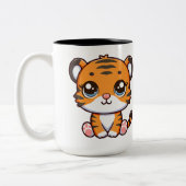 Schattigee Little Baby Tiger Cartoon Tweekleurige Koffiemok (Links)
