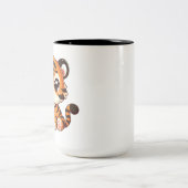 Schattigee Little Baby Tiger Cartoon Tweekleurige Koffiemok (Center)