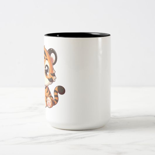 Schattigee Little Baby Tiger Cartoon Tweekleurige Koffiemok (Center)