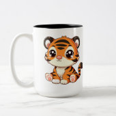 Schattigee Little Baby Tiger Cartoon Tweekleurige Koffiemok (Links)