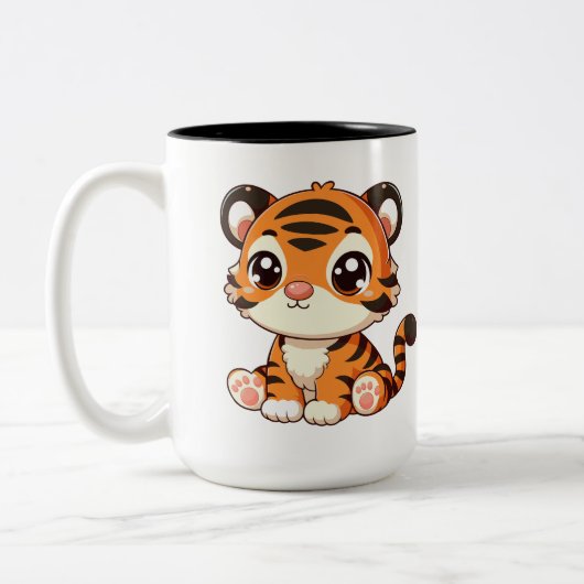 Schattigee Little Baby Tiger Cartoon Tweekleurige Koffiemok (Links)